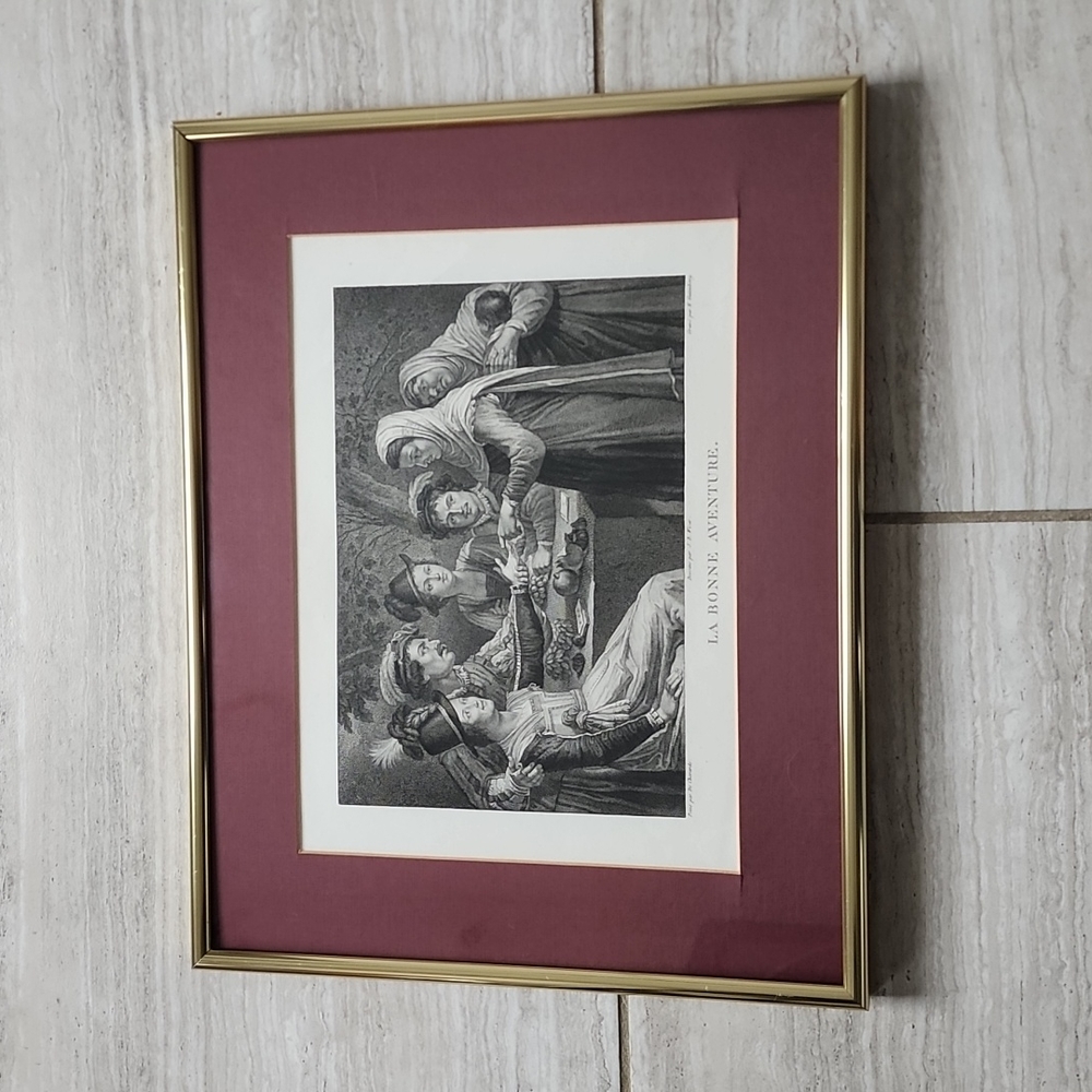 Early original 1800s Engraving " La Bonne Aventure "